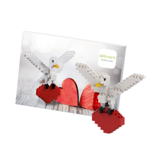 Wenskaart Postkaart Duif Tortelduif- Brixies- Bouwsteentjes