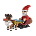 Wenskaart Postkaart Kerstman met Arreslee- Brixies- Bouwsteentjes