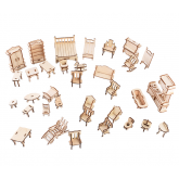 Bouwpakket Poppenhuismeubels complete set 1:24 hout- lasercutting Bouwpakket Poppenhuismeubels complete set 1:24 hout- lasercutting